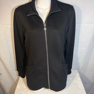 Healing Hands Black‎ Quilted Zip Front Jacket Small